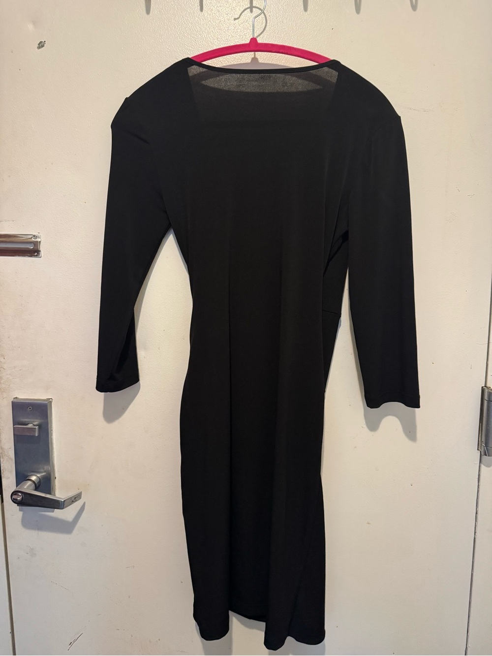 Classic Black Wrap-Style Women's Dress with Silver Accent - Picture 3 of 3